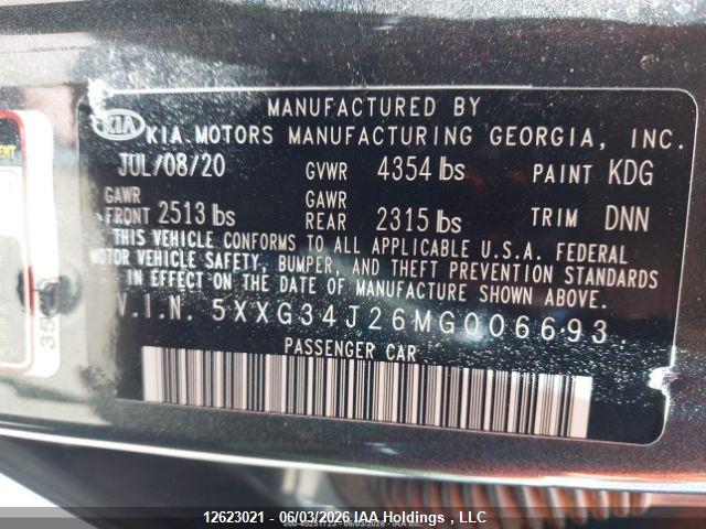Продажа на аукционе авто 2021 Kia K5 Ex, vin: 5XXG34J26MG006693, номер лота: 12623021