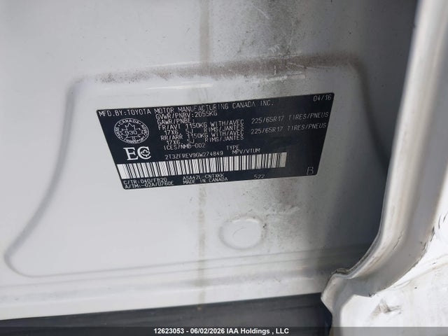 Продаж на аукціоні авто 2016 Toyota Rav4 Le, vin: 2T3ZFREV9GW274849, номер лоту: 12623053