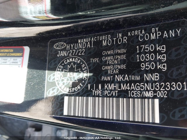 Продажа на аукционе авто 2022 Hyundai Elantra Preferred Ivt, vin: KMHLM4AG5NU323301, номер лота: 12623058