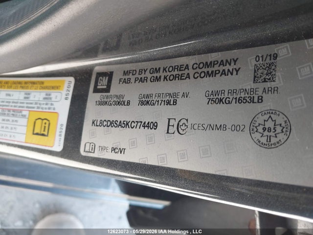 Продажа на аукционе авто 2019 Chevrolet Spark, vin: KL8CD6SA5KC774409, номер лота: 12623073