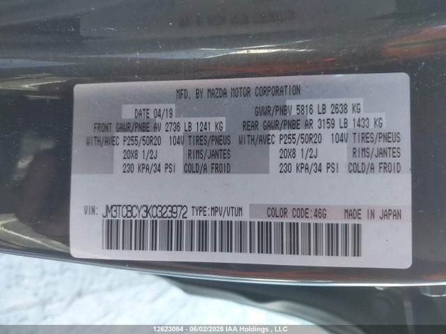 Mazda Cx-9 Gs-l 2019 JM3TCBCY3K0323972 Image 9