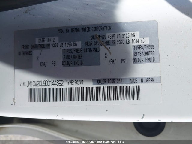 2013 Mazda 5 მანქანა იყიდება აუქციონზე, vin: JM1CW2CL9D0144892, აუქციონის ნომერი: 12623096