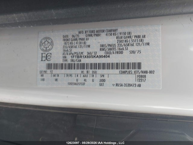 Ford Transit T-250 2025 1FTBR1X80SKA90404 Image 9
