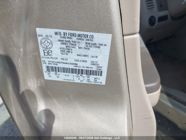 12620045 :رقم المزاد ، 1FMCU9D79AKC02558 vin ، 2010 Ford Escape Xlt Automatic مزاد بيع