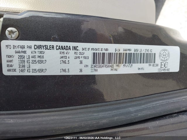 Продажа на аукционе авто 2015 Dodge Grand Caravan Se/sxt, vin: 2C4RDGBG4FR500465, номер лота: 12623111