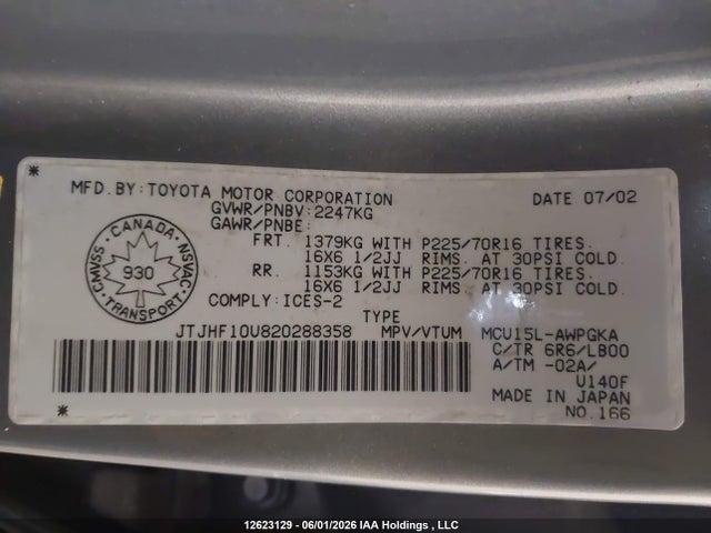 Aukcja sprzedaży 2002 Lexus Rx 300 300, vin: JTJHF10U820288358, numer aukcji: 12623129