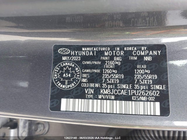 Aukcja sprzedaży 2023 Hyundai Tucson Sel, vin: KM8JCCAE1PU262602, numer aukcji: 12623140