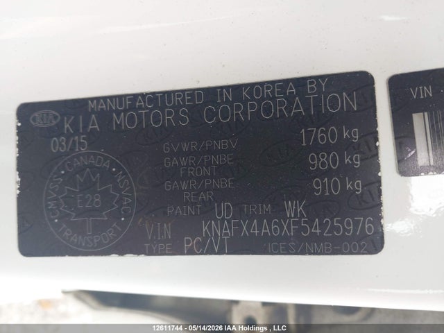 Aukcja sprzedaży 2015 Kia Forte 1.8l Lx/1.8l Lx+/lx+ Winter Edition, vin: KNAFX4A6XF5425976, numer aukcji: 12611744