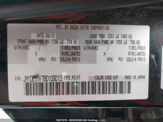 Aukcja sprzedaży 2011 Mazda Mazda2 Gs/gx, vin: JM1DE1HY7B0109013, numer aukcji: 12617215