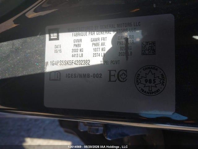 1G4PS5SK5F4202382 Buick Verano
