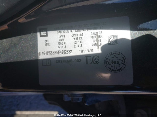 1G4PS5SK5F4202382 Buick Verano