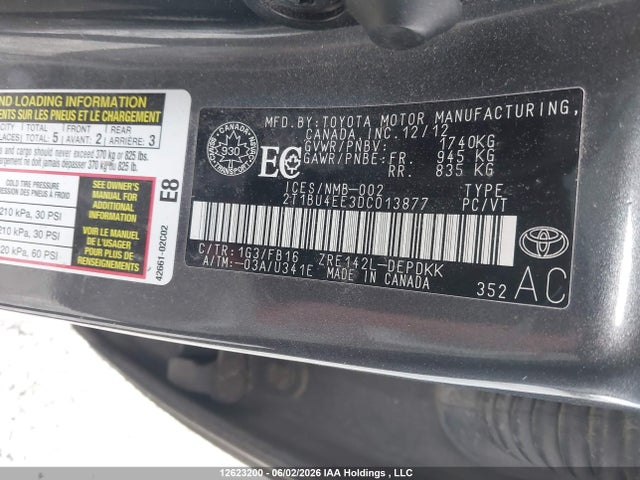 Aukcja sprzedaży 2013 Toyota Corolla S/le, vin: 2T1BU4EE3DC013877, numer aukcji: 12623200