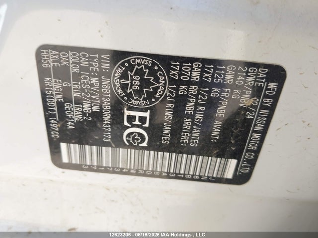 12623206 :رقم المزاد ، JN8BT3AB0RW437173 vin ، 2024 Nissan Rogue S مزاد بيع