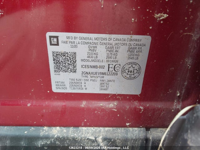 Продажа на аукционе авто 2021 Chevrolet Equinox Lt, vin: 2GNAXUEV9M6122209, номер лота: 12623218