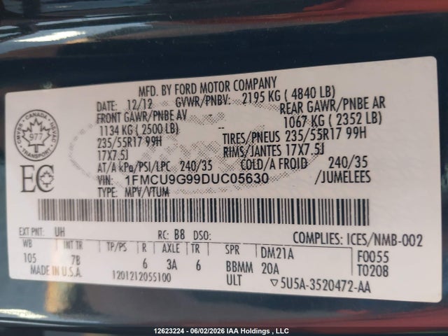 Aukcja sprzedaży 2013 Ford Escape Se, vin: 1FMCU9G99DUC05630, numer aukcji: 12623224