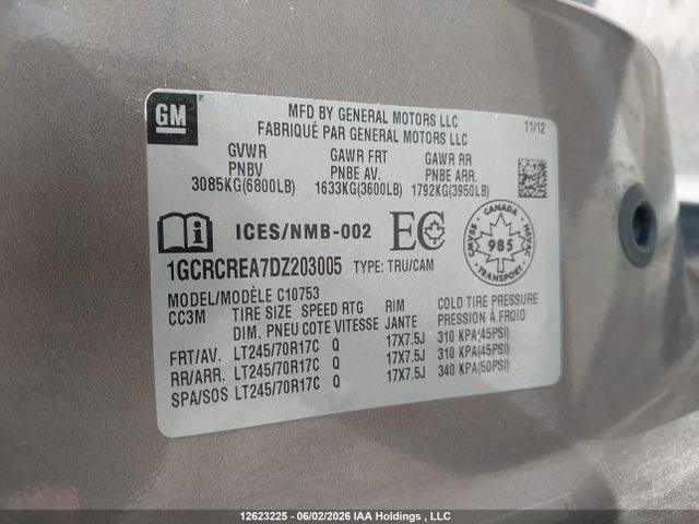 2013 Chevrolet Silverado 1500 Ls მანქანა იყიდება აუქციონზე, vin: 1GCRCREA7DZ203005, აუქციონის ნომერი: 12623225