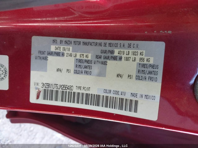 Aukcja sprzedaży 2018 Mazda Mazda3 Gx, vin: 3MZBN1U79JM256480, numer aukcji: 12623231