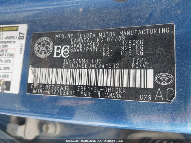 Продаж на аукціоні авто 2010 Toyota Matrix, vin: 2T1KU4EE0AC241332, номер лоту: 12623234