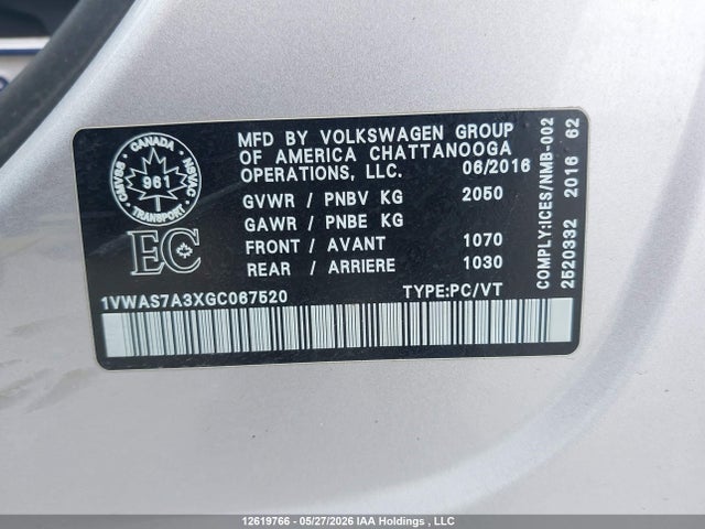 1VWAS7A3XGC067520 Volkswagen Passat 1.8 Tsi Trendline/1.8 Tsi Trendline+