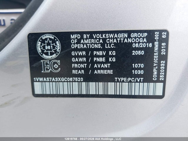 1VWAS7A3XGC067520 Volkswagen Passat 1.8 Tsi Trendline/1.8 Tsi Trendline+