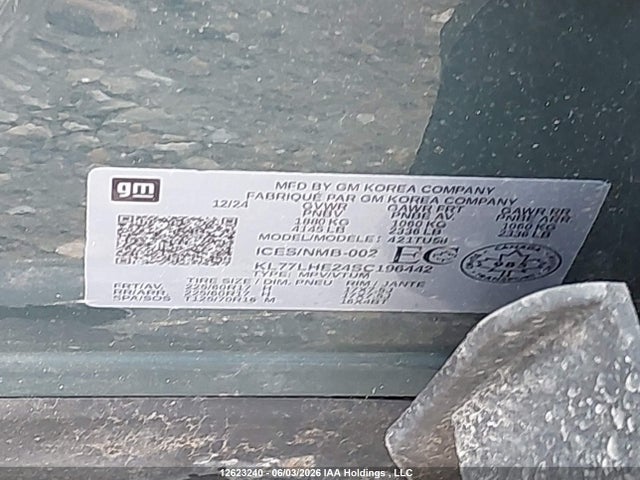 Aukcja sprzedaży 2025 Chevrolet Trax 1lt, vin: KL77LHE24SC196442, numer aukcji: 12623240