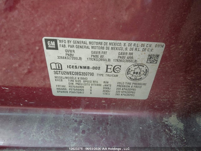 12623275 :رقم المزاد ، 3GTU2WEC0EG359790 vin ، 2014 Gmc Sierra 1500 Denali مزاد بيع
