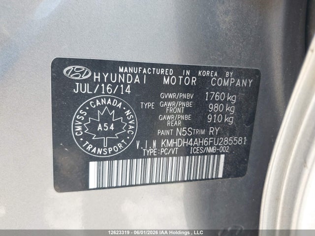 KMHDH4AH6FU285581 Hyundai Elantra