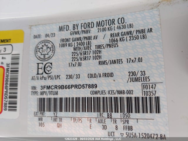 3FMCR9B66PRD57889 Ford Bronco Sport