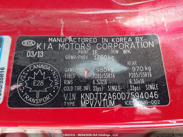 Auction sale of the 2013 Kia Soul +/!/sport, vin: KNDJT2A60D7594046, lot number: 12623333
