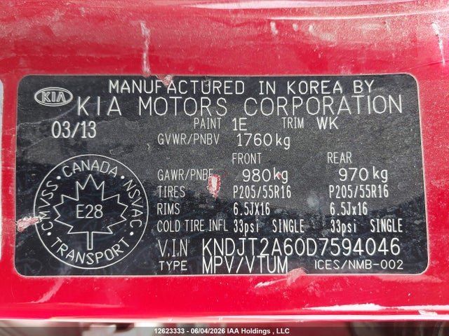Auction sale of the 2013 Kia Soul +/!/sport, vin: KNDJT2A60D7594046, lot number: 12623333