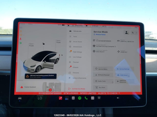 2021 Tesla Model 3 Long Range მანქანა იყიდება აუქციონზე, vin: 5YJ3E1EBXMF998891, აუქციონის ნომერი: 12623349