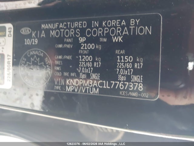 Продаж на аукціоні авто 2020 Kia Sportage Lx/lx Anniversary, vin: KNDPM3AC1L7767378, номер лоту: 12623376