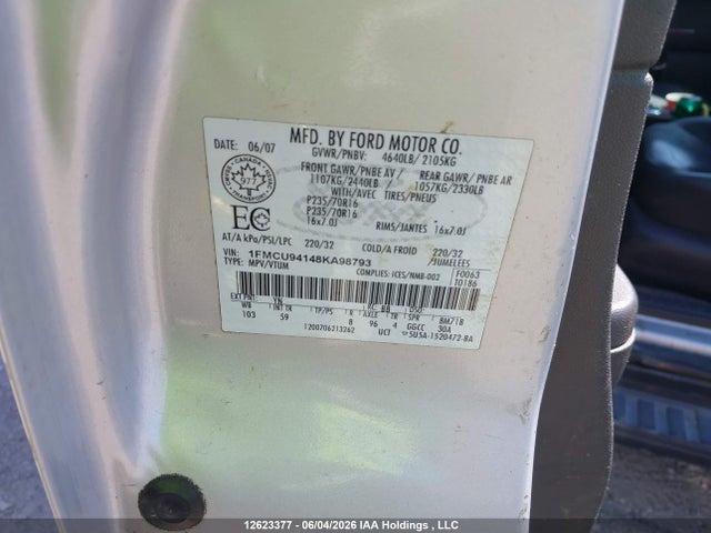 Продаж на аукціоні авто 2008 Ford Escape Limited, vin: 1FMCU94148KA98793, номер лоту: 12623377