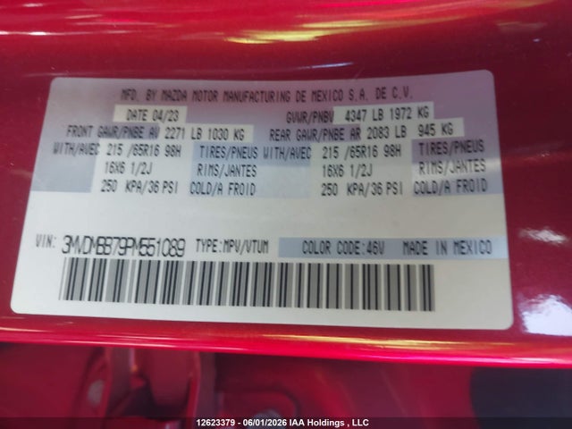12623379 :رقم المزاد ، 3MVDMBB79PM551089 vin ، 2023 Mazda Cx-30 Gx مزاد بيع