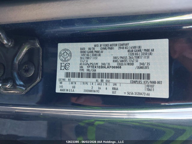 Продаж на аукціоні авто 2020 Ford F150 Super Cab, vin: 1FTEX1EB9LKF06968, номер лоту: 12623395