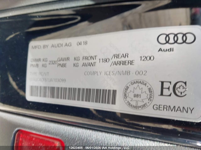2018 Audi S5 Prestige მანქანა იყიდება აუქციონზე, vin: WAUC4CF51JA103099, აუქციონის ნომერი: 12623405