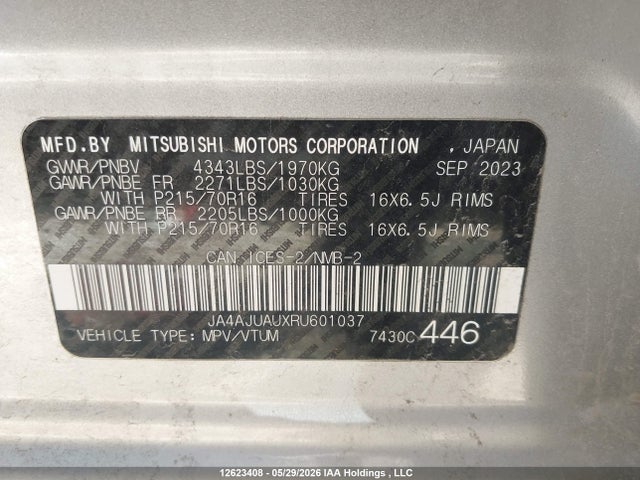 Aukcja sprzedaży 2024 Mitsubishi Rvr Es, vin: JA4AJUAUXRU601037, numer aukcji: 12623408