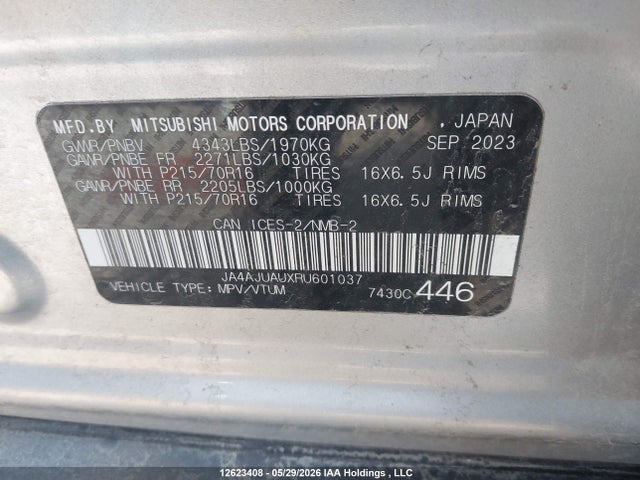 Aukcja sprzedaży 2024 Mitsubishi Rvr Es, vin: JA4AJUAUXRU601037, numer aukcji: 12623408