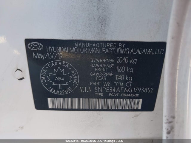 Aukcja sprzedaży 2019 Hyundai Sonata Limited/sel/sport, vin: 5NPE34AF6KH793852, numer aukcji: 12623414