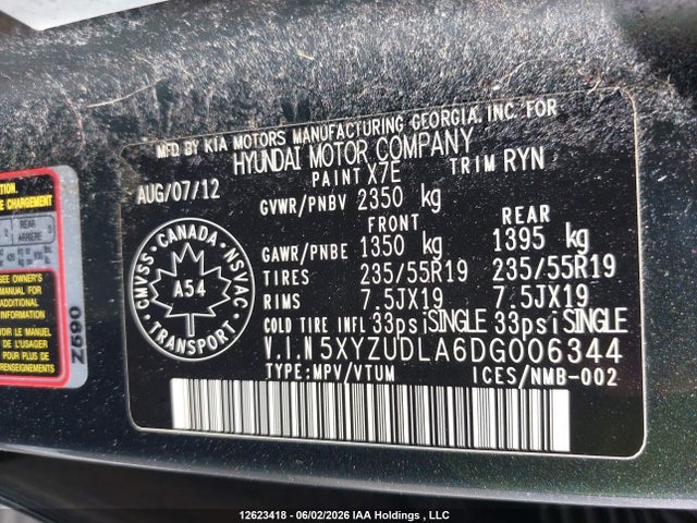 Aukcja sprzedaży 2013 Hyundai Santa Fe Sport, vin: 5XYZUDLA6DG006344, numer aukcji: 12623418