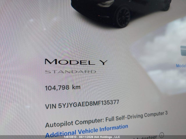 Aukcja sprzedaży 2021 Tesla Model Y Performance/standard Range, vin: 5YJYGAED8MF135377, numer aukcji: 12610510