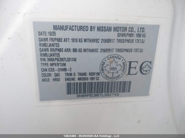 Продаж на аукціоні авто 2026 Nissan Kicks Sv, vin: 3N8AP6CB6TL331743, номер лоту: 12623465