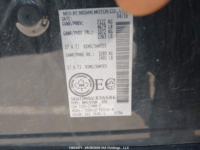 Nissan Rogue 2016 5N1AT2MV6GC836686 Image 9