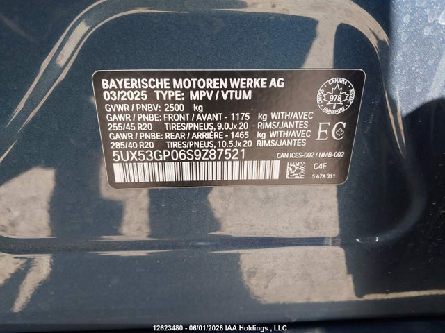 12623480 :رقم المزاد ، 5UX53GP06S9Z87521 vin ، 2025 Bmw X3 30 Xdrive مزاد بيع