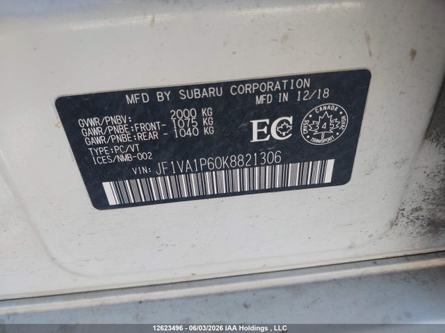 JF1VA1P60K8821306 Subaru WRX