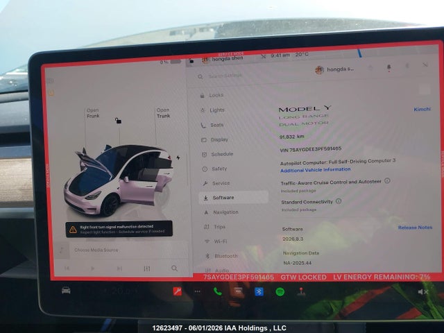 12623497 :رقم المزاد ، 7SAYGDEE3PF591465 vin ، 2023 Tesla Model Y مزاد بيع