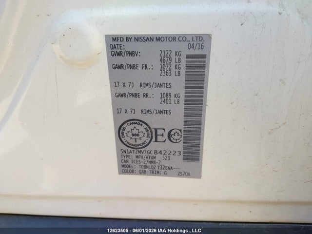 5N1AT2MV7GC842223 Nissan Rogue