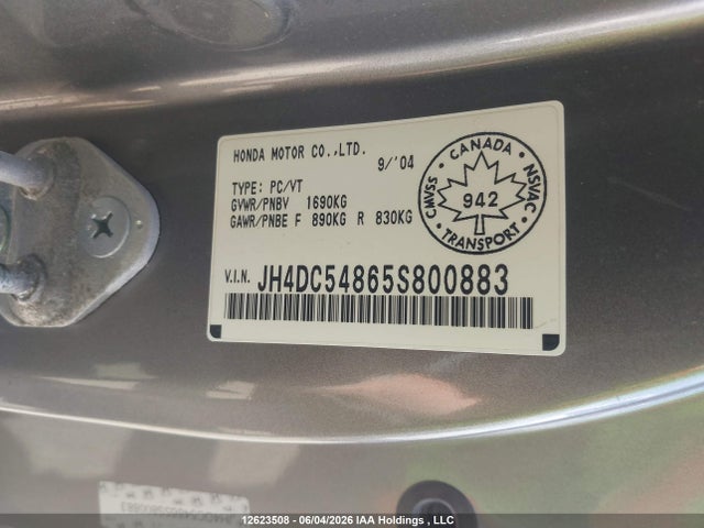 Продажа на аукционе авто 2005 Acura Rsx, vin: JH4DC54865S800883, номер лота: 12623508