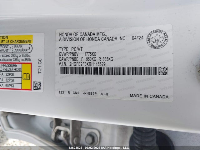 Honda CIVIC EX 2024 2HGFE2F3XRH115529 Image 9