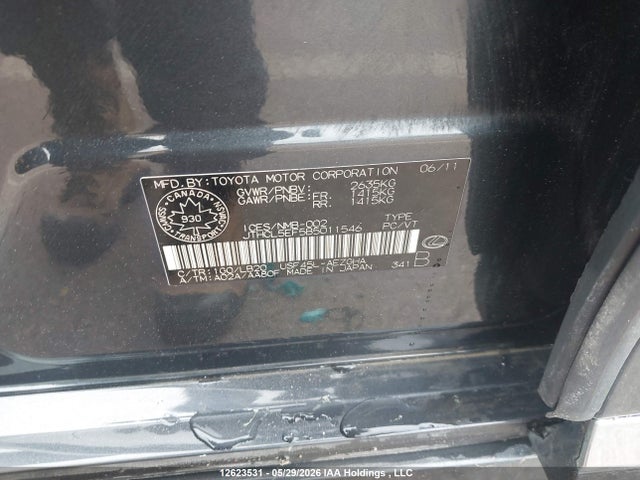 Продаж на аукціоні авто 2011 Lexus Ls 460, vin: JTHCL5EF5B5011546, номер лоту: 12623531